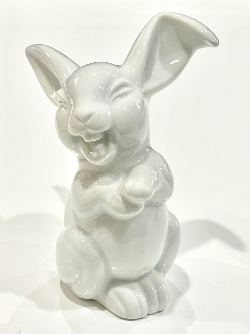 Mid-Century Rosenthal White Porcelain 5.5” Laughing Rabbit Figurine by Max Fritz